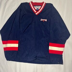 Vintage 90s Champion Navy Windbreaker Pullover with Red and White Accents